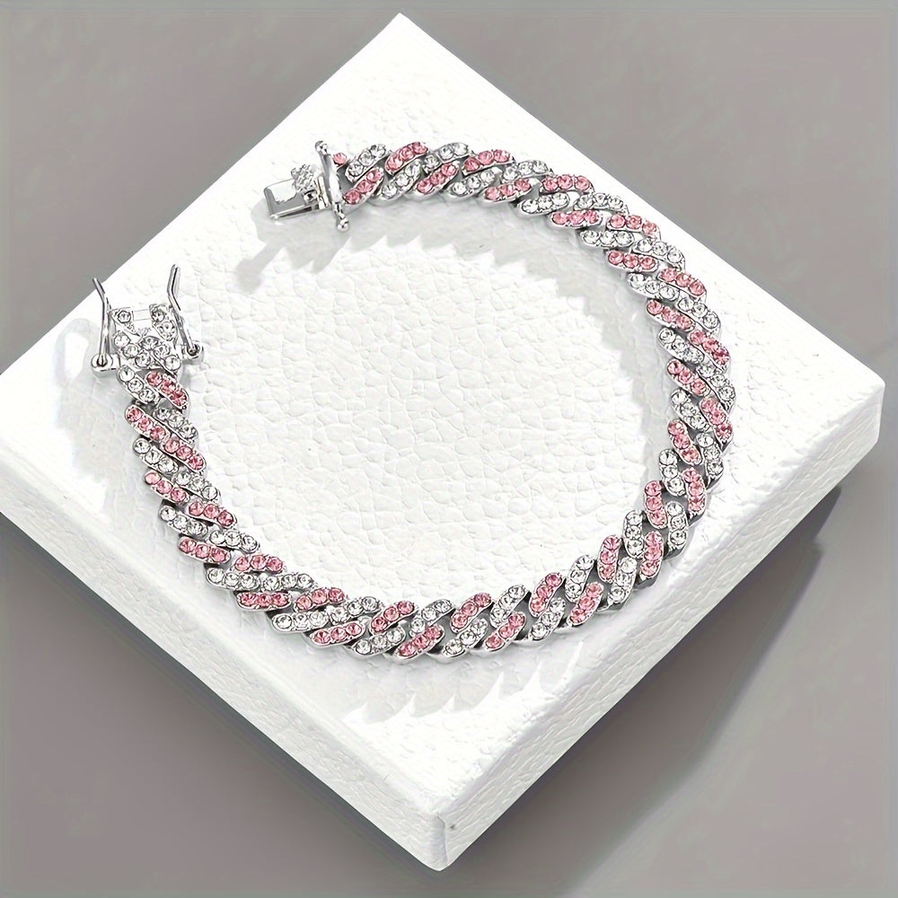 Arctic Blush kubanskt armband | Vitguld