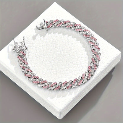 Arctic Blush kubanskt armband | Vitguld
