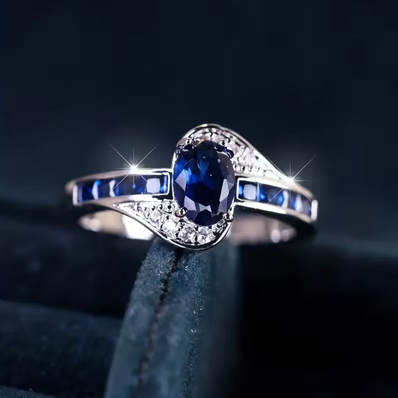 Sapphire Flow-ring | Vitguld
