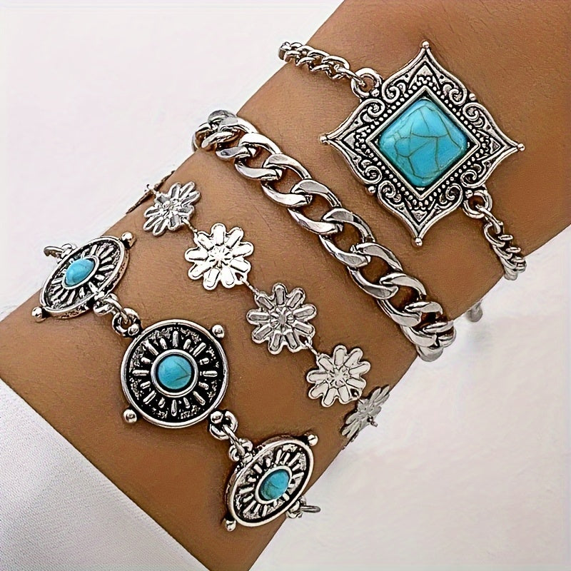 Sky Stone Layered-armbandsset | Vitguld