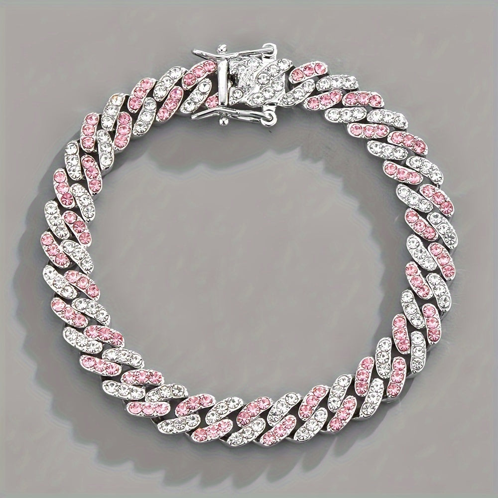 Arctic Blush kubanskt armband | Vitguld
