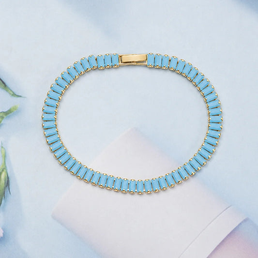 Turquoise Vertéa tennisarmband | Guld