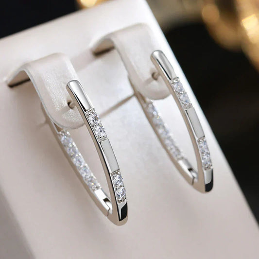 Exquisite Zirconia Earrings | White Gold