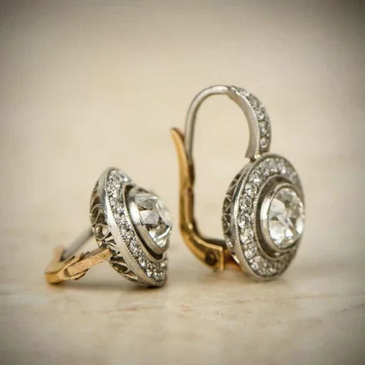 Vintage silverörhängen med zirkonia | Blandat guld