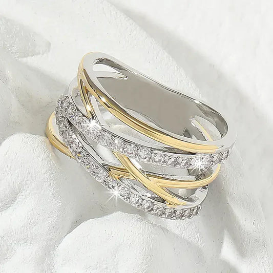 SilverGold Radiance Zirkoniaring | Blandat guld