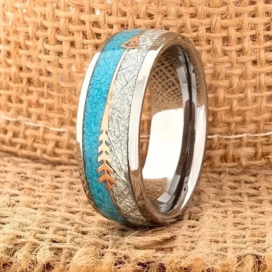 Antik emaljerad silverring | Vitguld