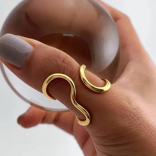 Oregelbunden vågig ring | Guld