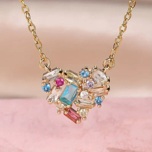 Halsband Colorful Gleam Heart | Guld