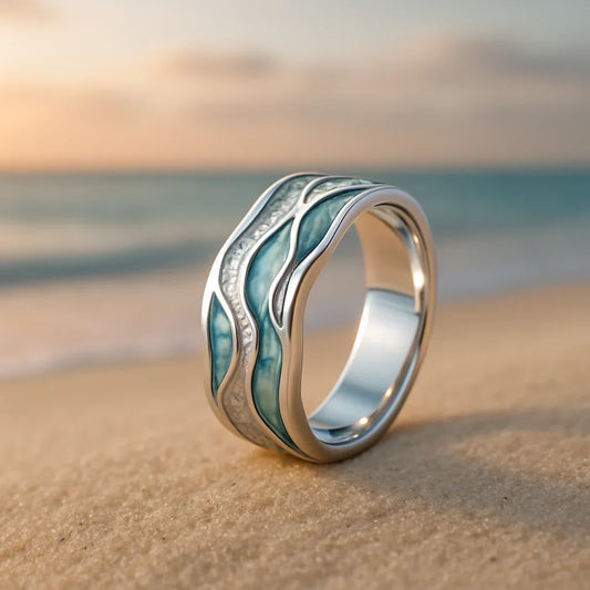 Seasilver Ripple-ring | Vitguld